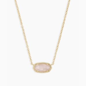 Kendra Scott Elisa Pendant Necklace in Rose Quartz with gold chain